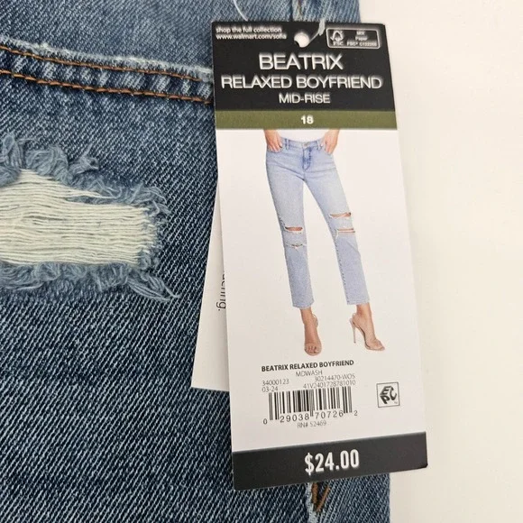 Sofia Jeans Beatrix Relaxed Boyfriend Mid Rise Distressed Ankle Denim Blue 18 - Picture 3 of 10